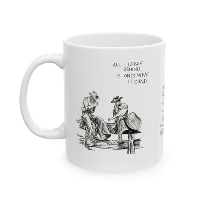 Mountain Sketch Ceramic Mug — Hand-Drawn Pines & Peaks Coffee Cup